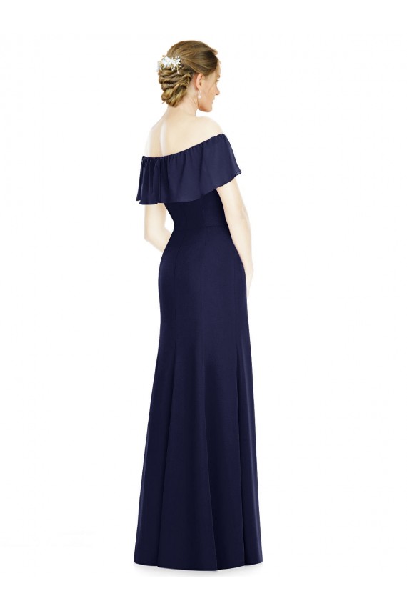 Off the Shoulder Soft Chiffon Sleeveless Dark Navy Bridesmaid Dress Edinburgh