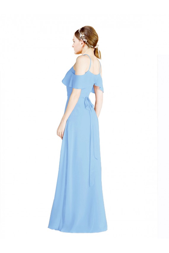 Halter Neck Soft Chiffon Cold Shoulder Low Back Periwinkle Formal Dress / Bridesmaid Dress Edinburgh