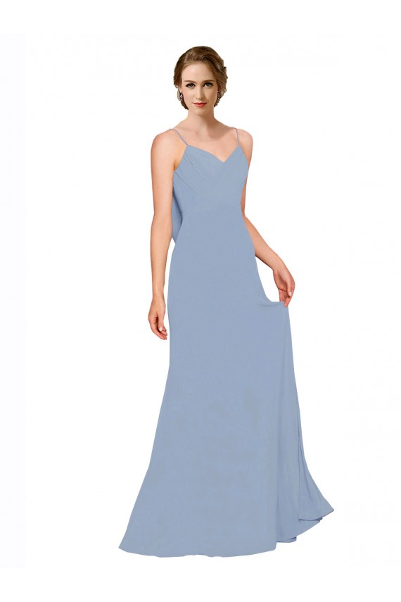 Spaghetti Straps Chiffon Sleeveless Dusty Blue Bridesmaid Dress / Evening Dress Edinburgh