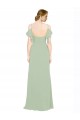 Off the Shoulder Lxue Chiffon Sleeveless Low Back Smoke Green Bridesmaid Dress Edinburgh