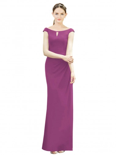 Boat Neck Soft Chiffon Sleeveless Wild Berry Bridesmaid Dress Edinburgh