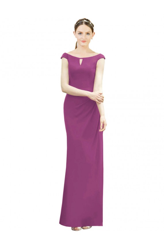 Boat Neck Soft Chiffon Sleeveless Wild Berry Bridesmaid Dress Edinburgh