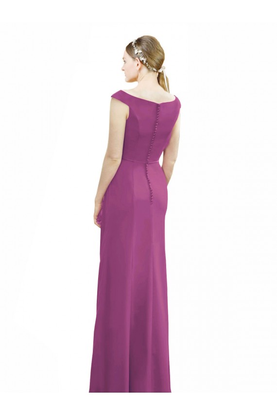 Boat Neck Soft Chiffon Sleeveless Wild Berry Bridesmaid Dress Edinburgh