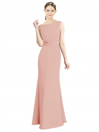 Boat Neck Soft Chiffon Sleeveless Bliss Pink Bridesmaid Dress Edinburgh