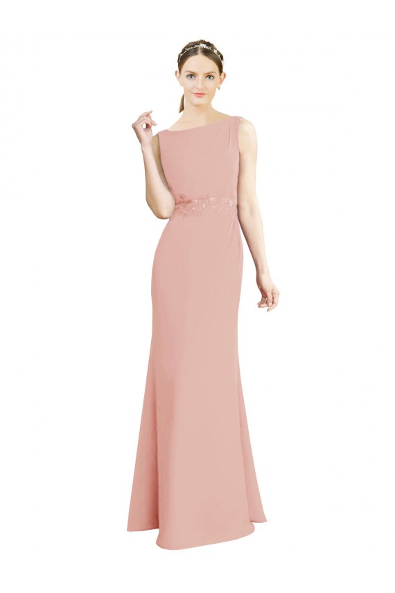 Boat Neck Soft Chiffon Sleeveless Bliss Pink Bridesmaid Dress Edinburgh