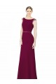Boat Neck Soft Chiffon Sleeveless Low Back Burgundy Bridesmaid Dress Edinburgh