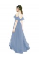 V-Neck Lxue Chiffon Cap Sleeves Dusty Blue Bridesmaid Dress Edinburgh