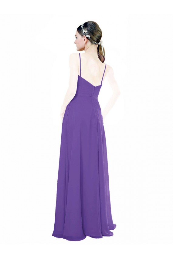 Spaghetti Straps Soft Chiffon Sleeveless Purple Bridesmaid Dress Edinburgh