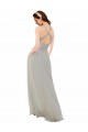 Spaghetti Straps Soft Chiffon Sleeveless Criss Cross Back Silver Bridesmaid Dress Edinburgh
