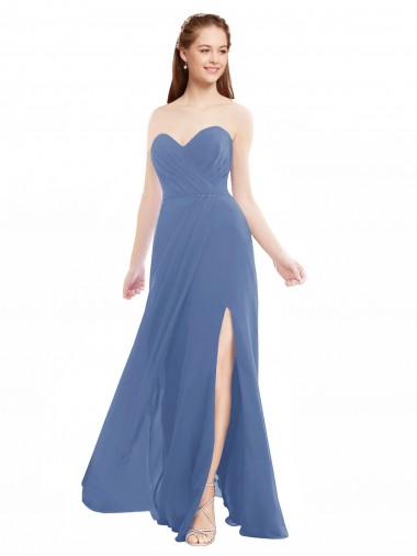 Sweetheart Soft Chiffon Sleeveless Windsor Blue Bridesmaid Dresses Edinburgh