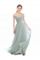 Off the Shoulder Soft Chiffon & Lace Cap Sleeves Sea Glass Bridesmaid Dress Edinburgh