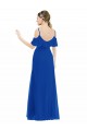 V-Neck Soft Chiffon Cold Shoulder Royal Blue High Low Bridesmaid Dress Edinburgh