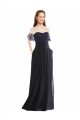 Off the Shoulder Soft Chiffon & Lace Cap Sleeves Dark Navy Formal Dress / Bridesmaid Dress Edinburgh