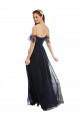 Off the Shoulder Soft Chiffon & Lace Cap Sleeves Dark Navy Formal Dress / Bridesmaid Dress Edinburgh