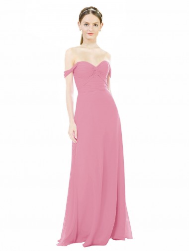 Off the Shoulder Soft Chiffon Cap Sleeves Skin Pink Formal Dress / Bridesmaid Dress Edinburgh
