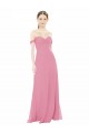 Off the Shoulder Soft Chiffon Cap Sleeves Skin Pink Formal Dress / Bridesmaid Dress Edinburgh