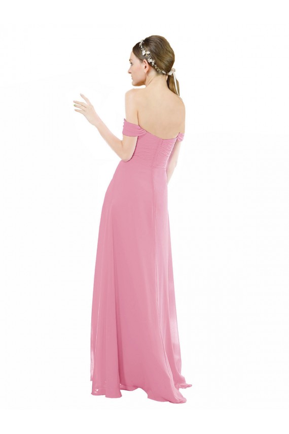 Off the Shoulder Soft Chiffon Cap Sleeves Skin Pink Formal Dress / Bridesmaid Dress Edinburgh