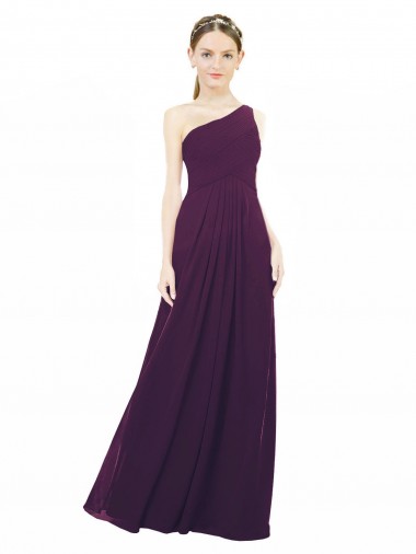 One Shoulder Chiffon Sleeveless Grape Bridal Party Dress / Evening Dress Edinburgh