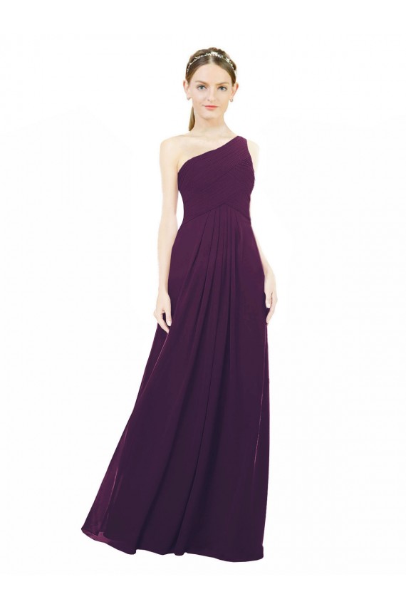 One Shoulder Chiffon Sleeveless Grape Bridal Party Dress / Evening Dress Edinburgh
