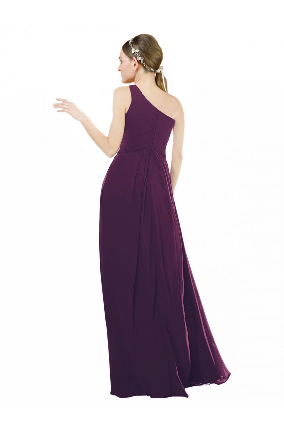 One Shoulder Chiffon Sleeveless Grape Bridal Party Dress / Evening Dress Edinburgh