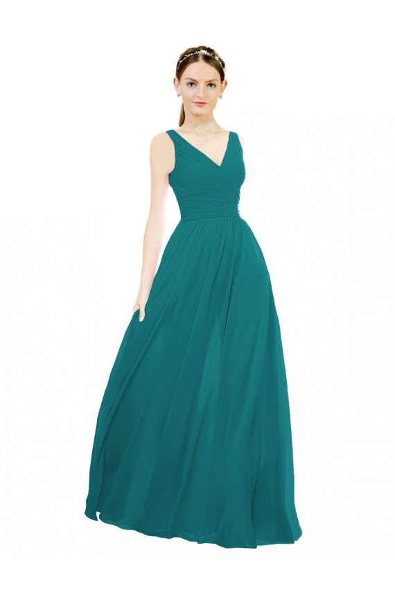 V-Neck Chiffon Sleeveless Hunter Bridesmaid Gowns Edinburgh