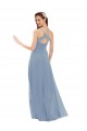 Spaghetti Straps Soft Chiffon & Lace Sleeveless Open Back Dusty Blue Bridesmaid Dress Edinburgh