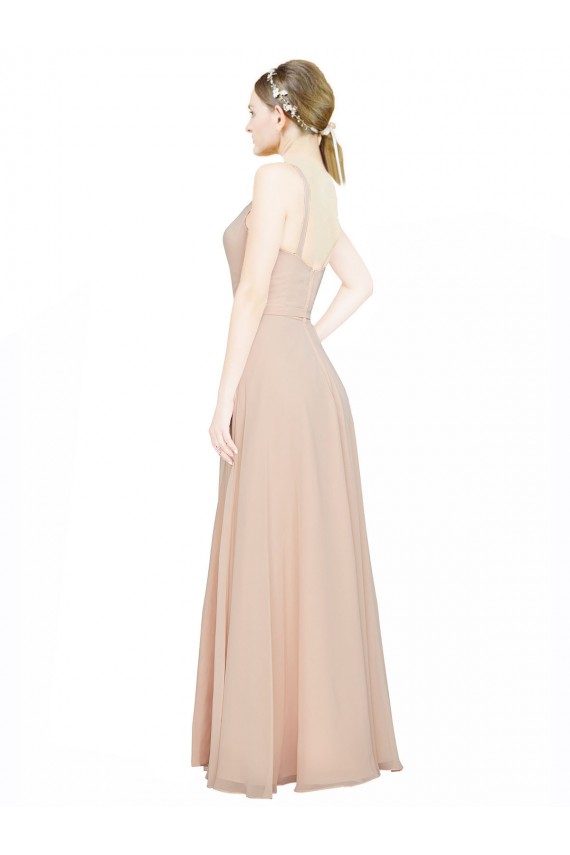 V-Neck Luxe Chiffon Sleeveless Pink Bridesmaid Dress / Evening Dress Edinburgh