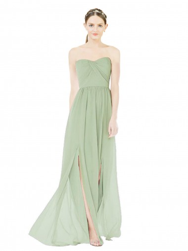 Sweetheart Soft Chiffon Sleeveless Low Back Sage Semi Formal Evening Dress / Bridesmaid Dress Edinburgh
