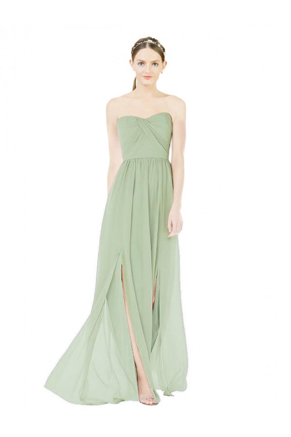 Sweetheart Soft Chiffon Sleeveless Low Back Sage Semi Formal Evening Dress / Bridesmaid Dress Edinburgh