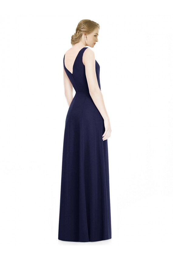Cowl Neck Soft Chiffon Sleeveless V-Back Dark Navy Bridesmaid Dress Edinburgh