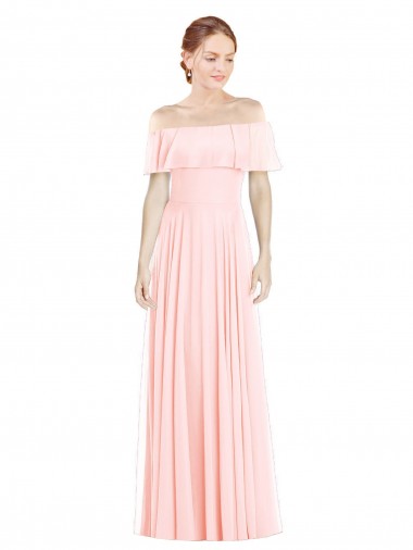 Off the Shoulder Soft Chiffon Sleeveless Pink Formal Bridesmaid Dress Edinburgh