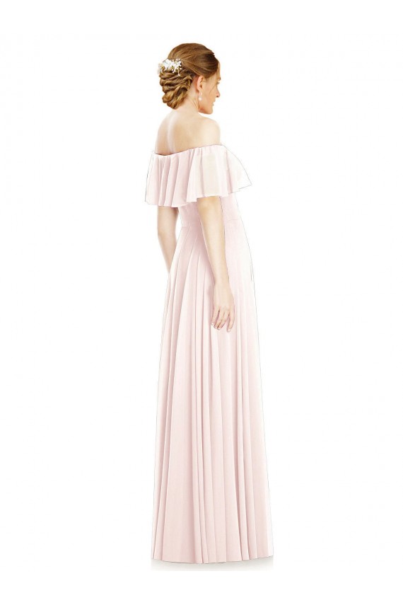 Off the Shoulder Soft Chiffon Sleeveless Pink Formal Bridesmaid Dress Edinburgh