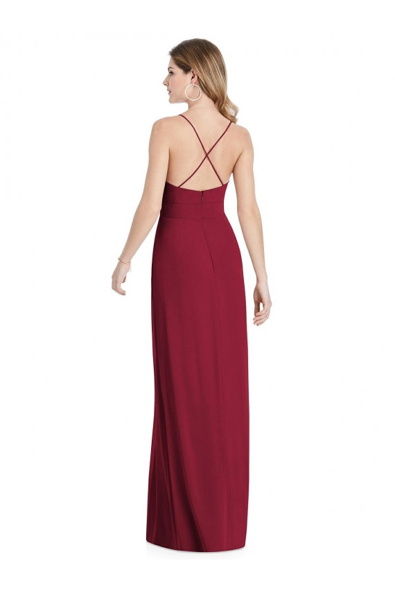 Spaghetti Straps Soft Chiffon Sleeveless Open Back Burgundy Semi Formal Evening Dress / Bridesmaid Dress Edinburgh