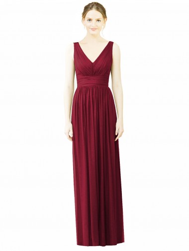 V-Neck Soft Chiffon Sleeveless V-Back Burgundy Bridesmaid Dress / Formal Dress Edinburgh