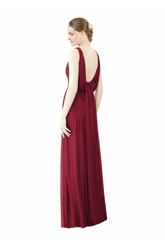 V-Neck Soft Chiffon Sleeveless V-Back Burgundy Bridesmaid Dress / Formal Dress Edinburgh