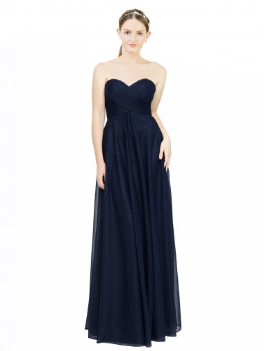 Sweetheart Chiffon Sleeveless Low Back Dark Navy Bridesmaid Dress / Evening Dress Edinburgh