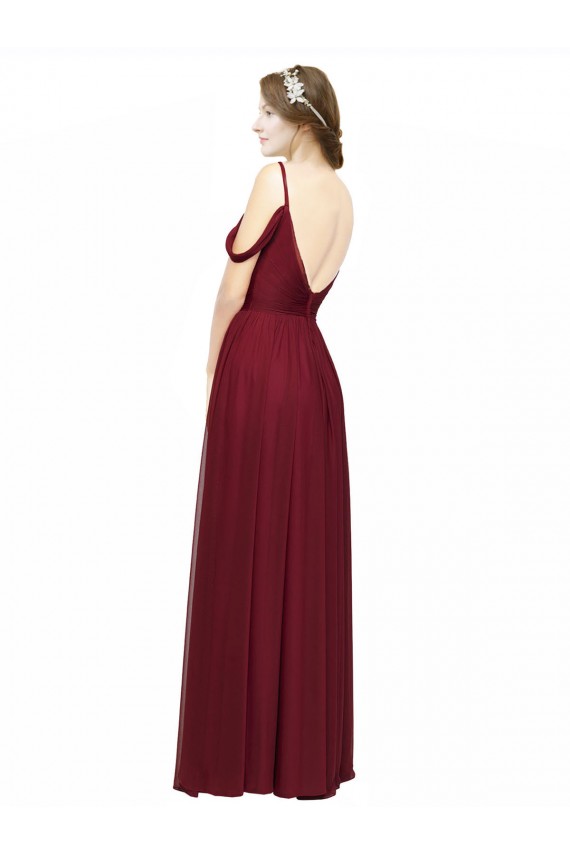 Off the Shoulder Chiffon Sleeveless Low Back Burgundy Bridesmaid Dress / Evening Dress Edinburgh
