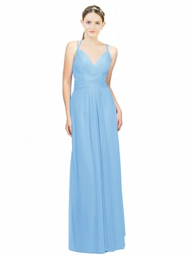 Spaghetti Straps Chiffon Sleeveless Keyhole Back Periwinkle Bridesmaid Dress / Evening Dress Edinburgh