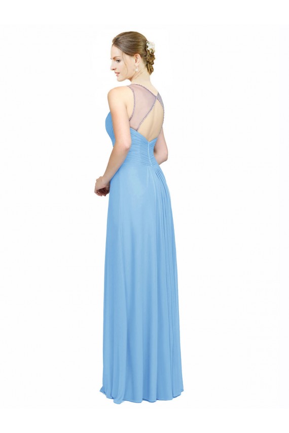 Spaghetti Straps Chiffon Sleeveless Keyhole Back Periwinkle Bridesmaid Dress / Evening Dress Edinburgh