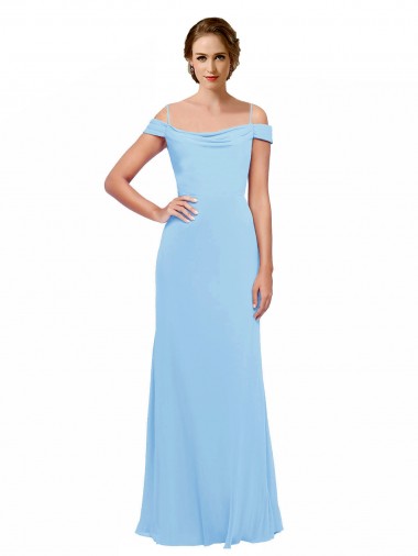 Off the Shoulder Soft Chiffon Sleeveless Periwinkle Bridesmaid Dress Edinburgh