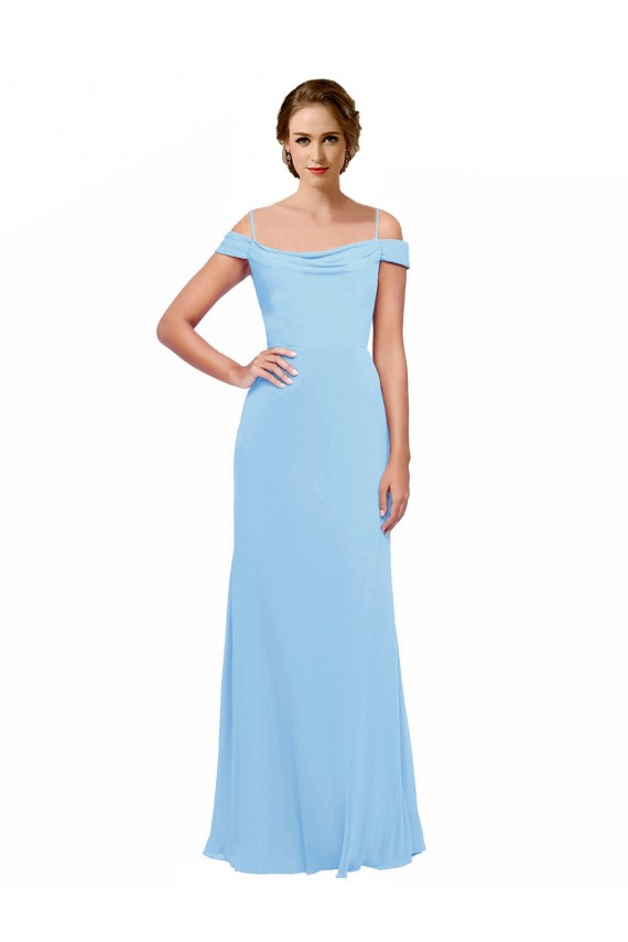 Off the Shoulder Soft Chiffon Sleeveless Periwinkle Bridesmaid Dress Edinburgh