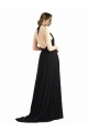 Halter Neck Soft Chiffon Sleeveless Open Back Oyster Silver Bridesmaid Dress Edinburgh