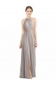Halter Neck Soft Chiffon Sleeveless Open Back Oyster Silver Bridesmaid Dress Edinburgh