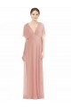 V-Neck Soft Chiffon Short Sleeves V-Back Bliss Pink Bridesmaid Dress / Formal Dress Edinburgh