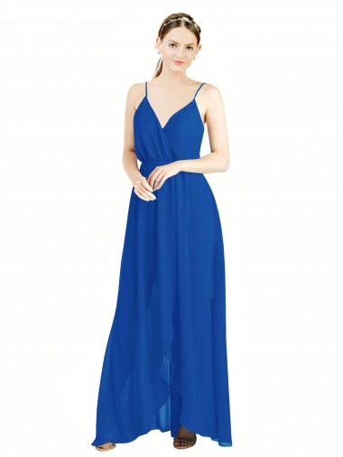 Spaghetti Straps Luxe Chiffon Sleeveless Open Back Royal Blue Bridesmaid Dress Edinburgh