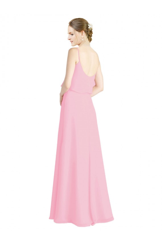 Spaghetti Straps Soft Chiffon Sleeveless Open Back Barely Pink Bridesmaid Dress Edinburgh