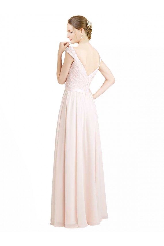 Sweetheart Soft Chiffon & Lace Sleeveless Open Back Cream Pink Bridesmaid Dress Edinburgh
