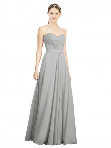 Sweetheart Soft Chiffon Sleeveless Open Back Silver Bridesmaid Dresses Edinburgh