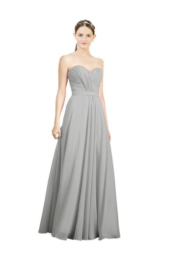 Sweetheart Soft Chiffon Sleeveless Open Back Silver Bridesmaid Dresses Edinburgh