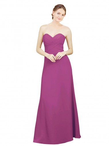 Sweetheart Soft Chiffon Sleeveless Open Back Wild Berry Bridesmaid Dress Edinburgh